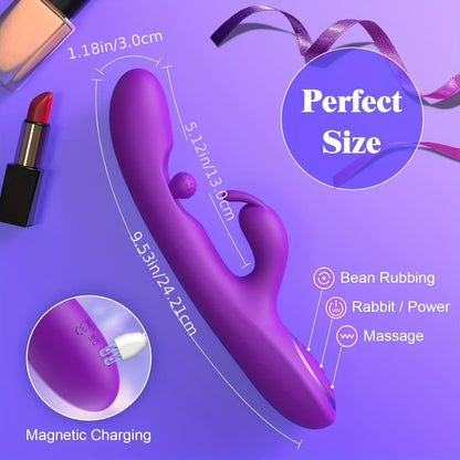 G Spot Vibrator Sex Toys - 3 In 1 Adult Sex Toys With 10 Rubbing & 7 Vibrating & 7 Massaging. Clitoral Stimulator Dildo Rabbit Vibrators Women Sex Toy For Female And Couples Pleasure. Violet