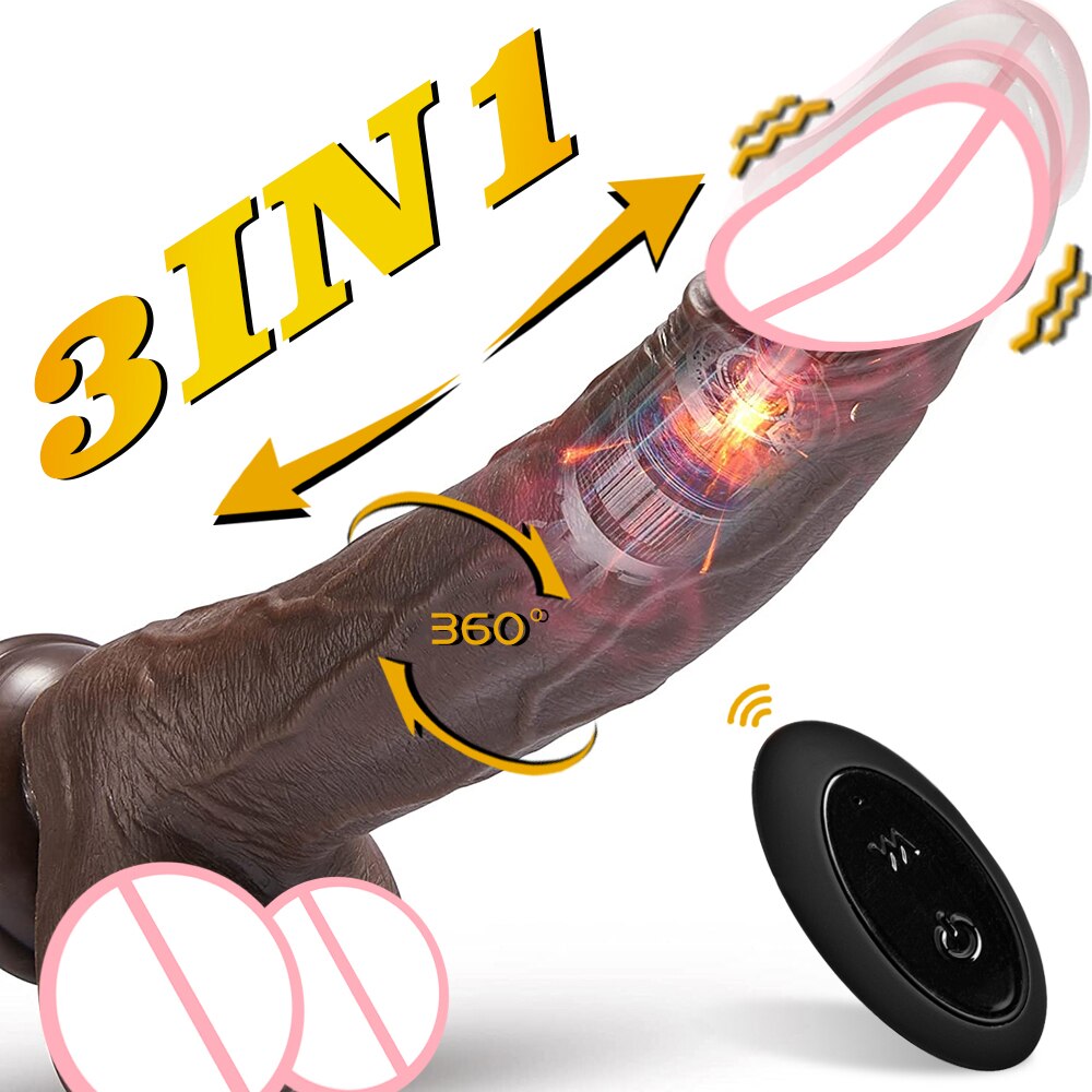 Automatic orgasming dildo for women, heated penis vibrator for couples