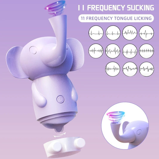 Vibrating elephant-shaped suction-cup rotating tongue vibrator dildo nipple massager for women masturbation sex toys for couples