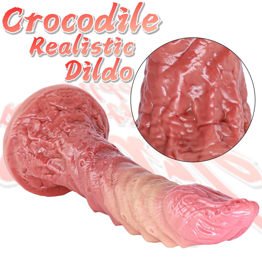 Crocodile Silicone Dildo Sex Toy for Penis Silicone Sex Toy Adult Female G-Spot Massager Sucker for Couples