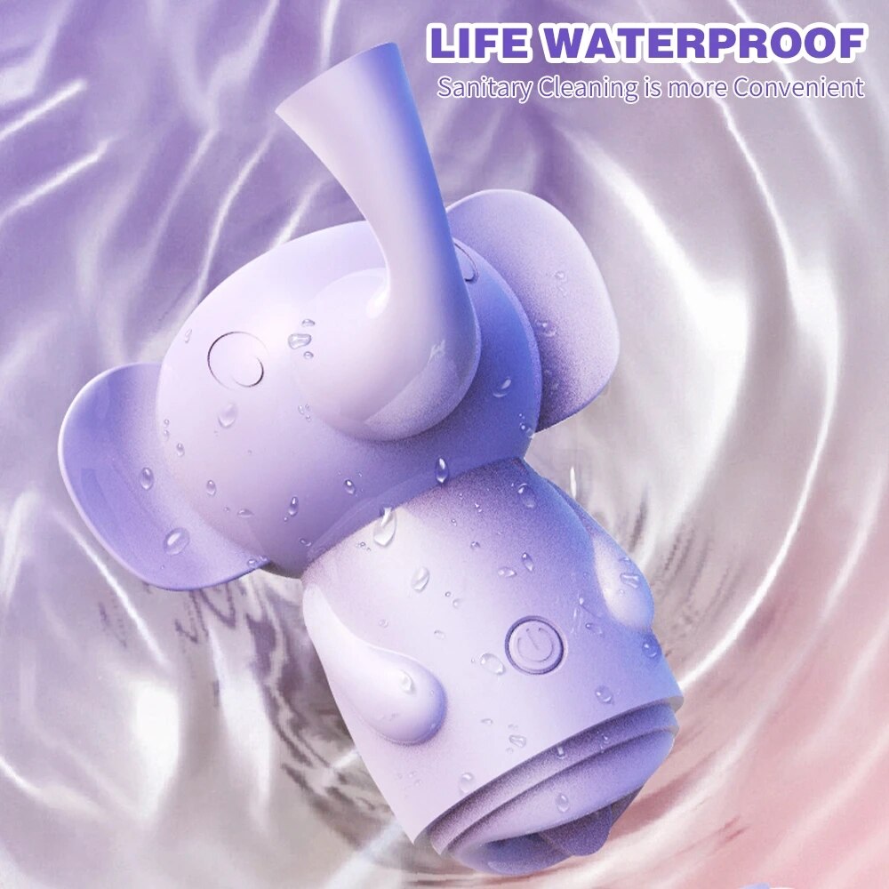 Vibrating elephant-shaped suction-cup rotating tongue vibrator dildo nipple massager for women masturbation sex toys for couples