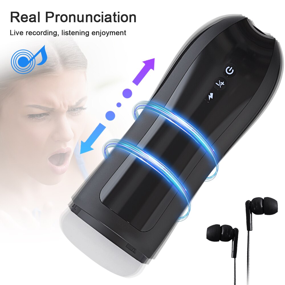 Automatic male masturbator, vibrating telescopic sex toy with moaning sounds, adult product