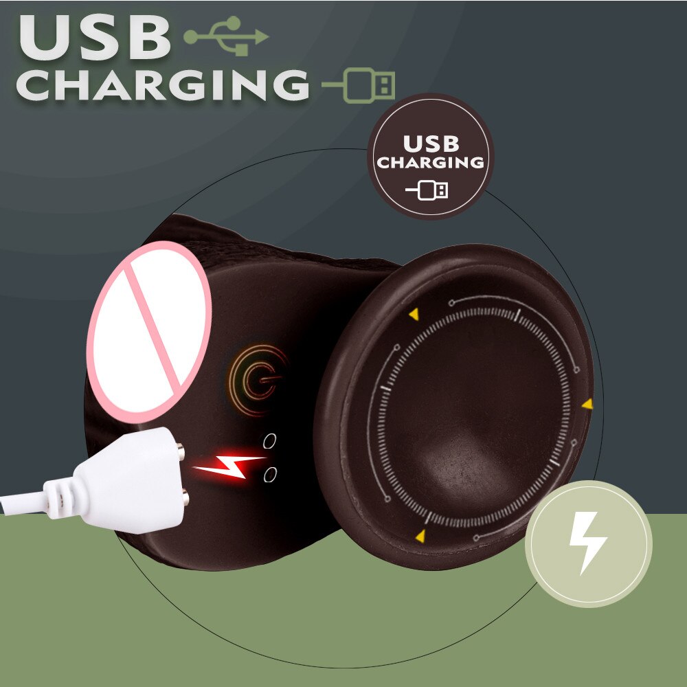 Automatic orgasming dildo for women, heated penis vibrator for couples