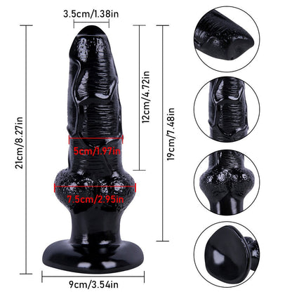 Flexible black stretchy dildo for men, artificial penis.
