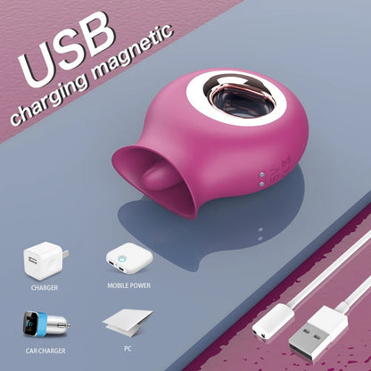 Clitoral vibrator, tongue vibrator, female sex toy for nipple stimulation with tongue licking action