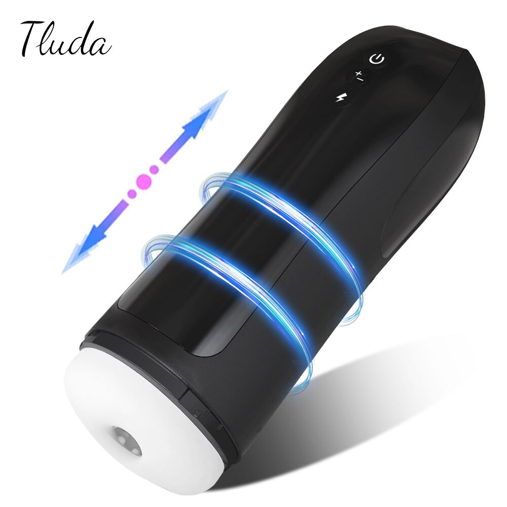 Automatic male masturbator, vibrating telescopic sex toy with moaning sounds, adult product