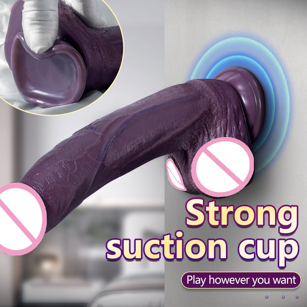 Large Black Silicone Dildo Suction Cup Realistic Penis Toy Fake Dildo Lesbian Sex Toys for Men Women Adult 18+