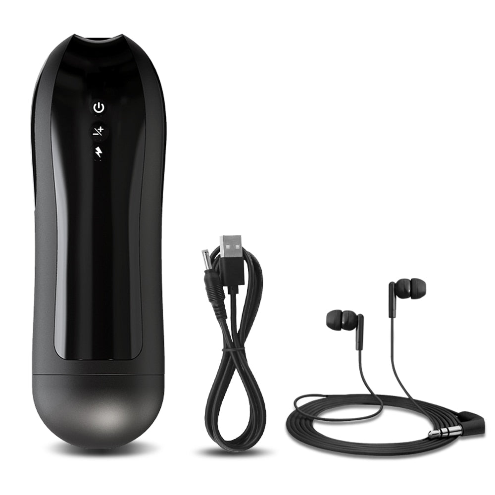 Automatic male masturbator, vibrating telescopic sex toy with moaning sounds, adult product