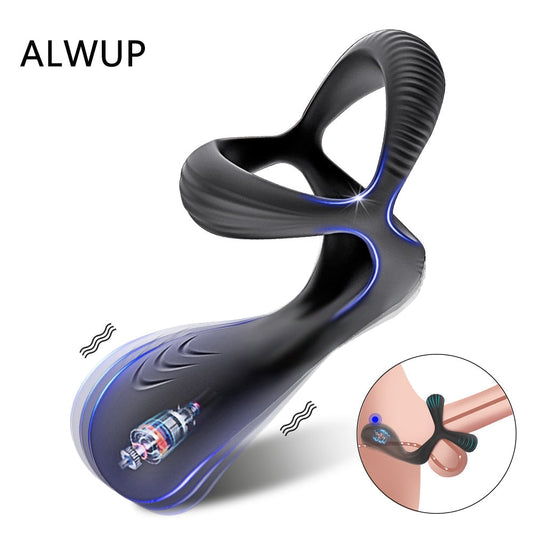 3-in-1 Vibrating Cock Ring Male Vibrator Penis Ring Delay Ejaculation Cockring Perineum Stimulator Sex Toys for Men Adult Goods