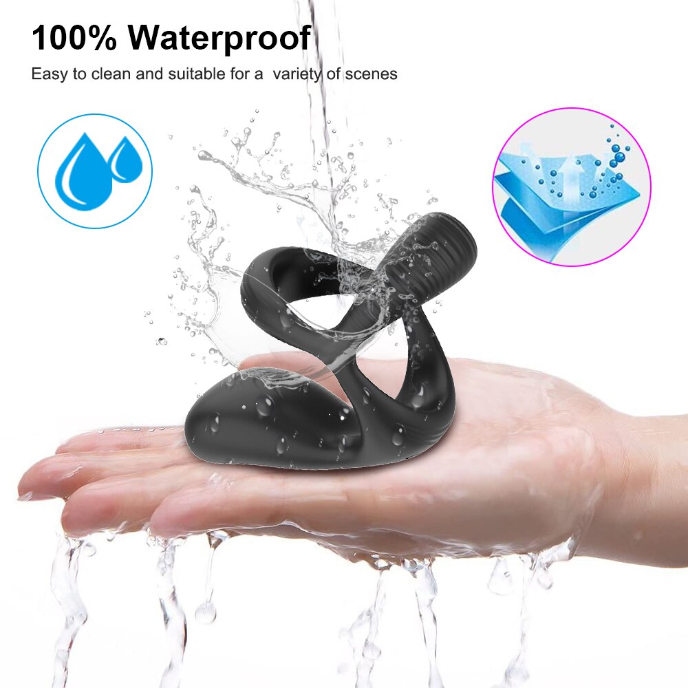 3-in-1 Vibrating Cock Ring Male Vibrator Penis Ring Delay Ejaculation Cockring Perineum Stimulator Sex Toys for Men Adult Goods