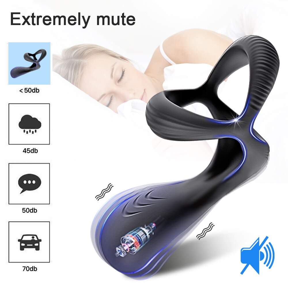 3-in-1 Vibrating Cock Ring Male Vibrator Penis Ring Delay Ejaculation Cockring Perineum Stimulator Sex Toys for Men Adult Goods