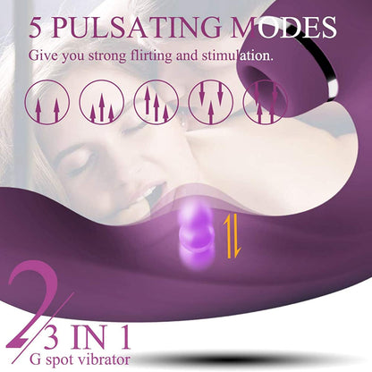 3-In-1 Thrilling Suction Vibrator, Powerful Clitoral Stimulator, Vaginal Sex Toy for Women