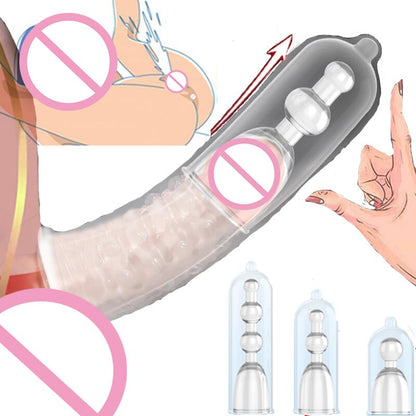 3 Sizes Reusable Lengthen Penis Enlargement Extend Penis Extension Sleeves Extender Sex Toys for Men Bondage Gear Sex Shop