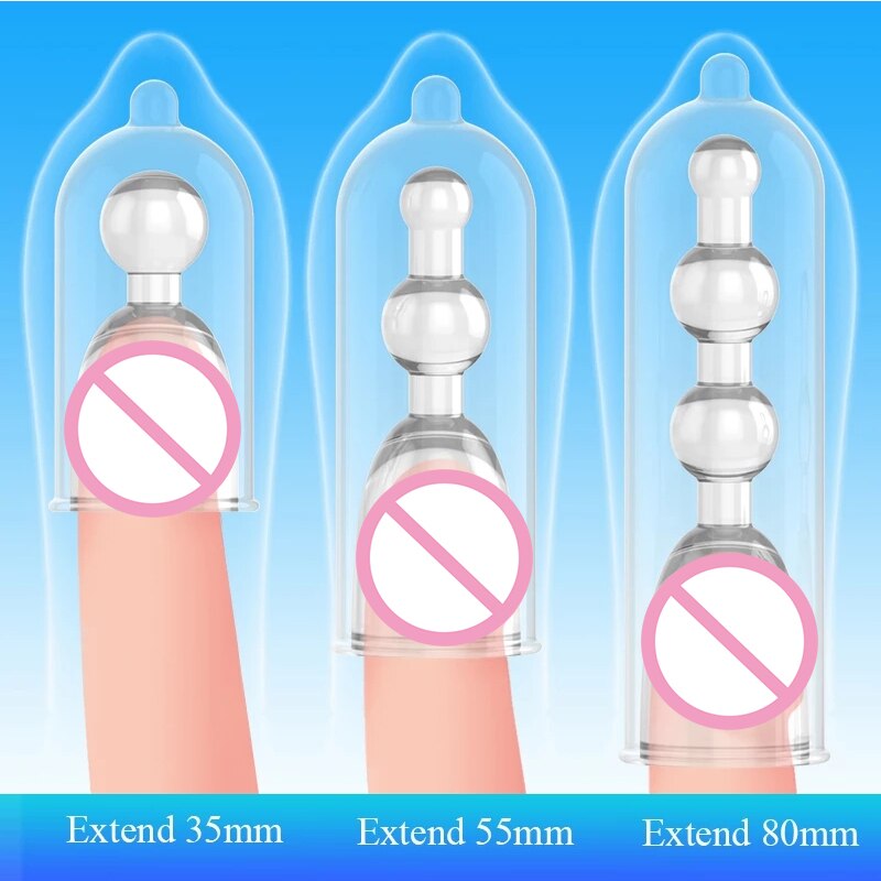 3 Sizes Reusable Lengthen Penis Enlargement Extend Penis Extension Sleeves Extender Sex Toys for Men Bondage Gear Sex Shop