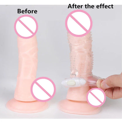 3 Types Condoms Granule Thread Wavy Line Delay Enlargement Penis Sleeve Egg Vibrator Reusable Condom Adult Sex Toys for Men
