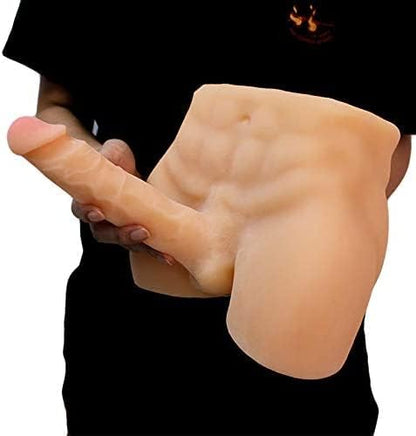 Men's Penis Torso Doll Female Sex Love Doll with Realistic Huge Dildo and Tight Anal for Women Masturbation Couple Sex Fun (11 x 8.2 x 4.7 Inches)