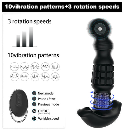 360 Degree Rotating Wireless Anal Dildo Vibrator G-Spot Massager Female Masturbator Dilator Big Butt Plug Sex Toys for Women Men
