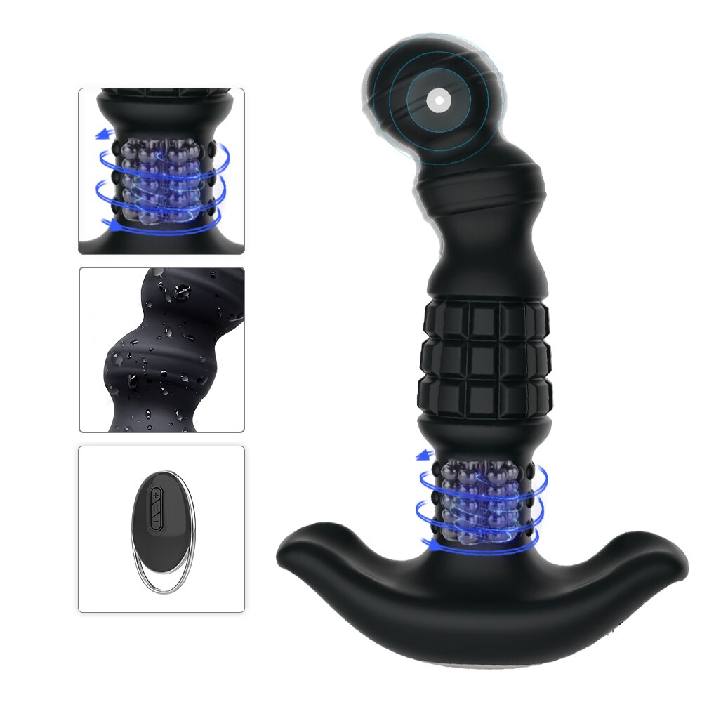 360 Degree Rotating Wireless Anal Dildo Vibrator G-Spot Massager Female Masturbator Dilator Big Butt Plug Sex Toys for Women Men