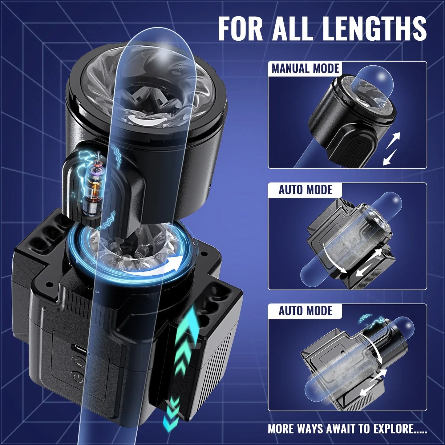 Retractable Masturbator for Men Piston Opening Adult Sex Toy for Men
