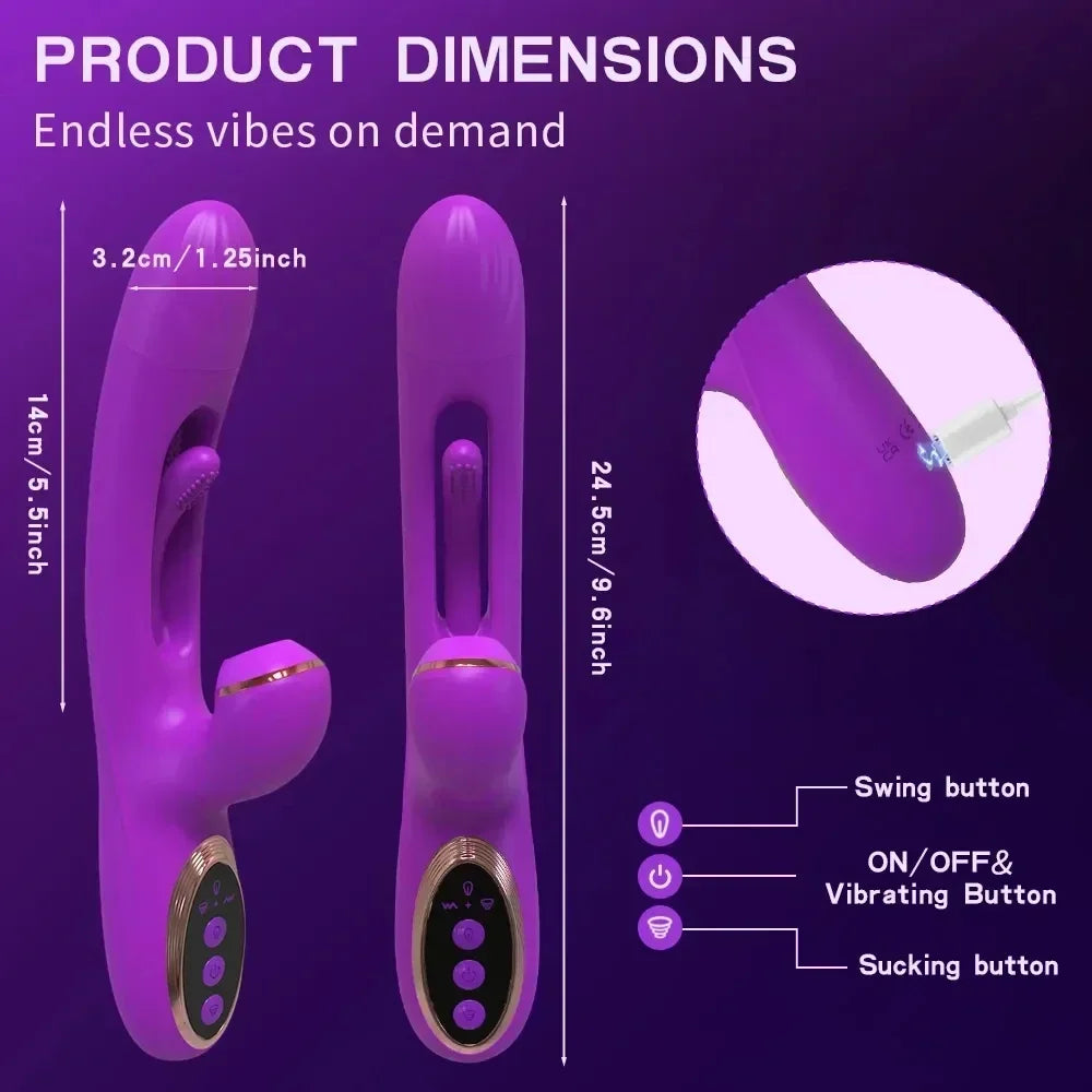 Women's Vibrating Dildo, Clitoral Vibrator, Nipple Stimulator, Vaginal Massager, Suction Sex Toy for Adults
