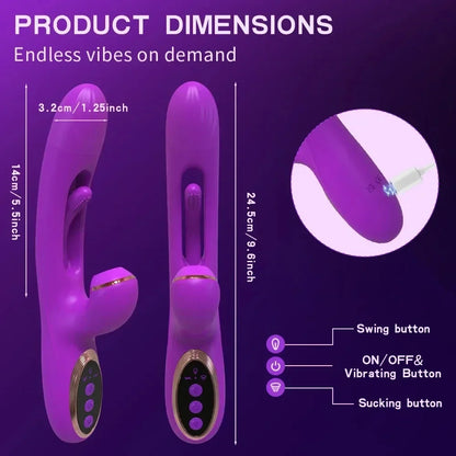 Women's Vibrating Dildo, Clitoral Vibrator, Nipple Stimulator, Vaginal Massager, Suction Sex Toy for Adults