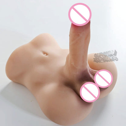 3D Penis Silicone Doll Dildo, Sexy Toy for Men, Women, Gay, Half-Body Long Torso Sex Doll with Big Dildo