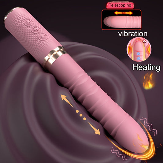 Pink Dual Motor Realistic Thrusting Dildo Vibrator With Heating. Sex Toys Vibrator Clitoral Stimulator For Anal Stimulation. 10 Mode Adult Telescopic Vibration Sex Toys For Women Couples