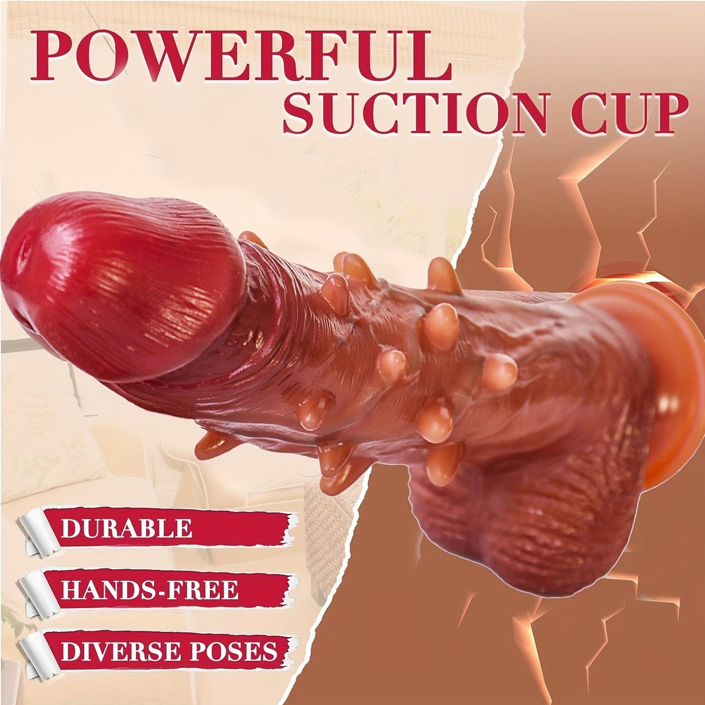 Adjustable Rotation Dildo: 9.1" Vibrating Realistic G-Spot Anal Stimulation. 360° Rotation. Remote Control. Latex. Battery Powered. 1200mAh Li-ion Battery. Liquid Silicone.
