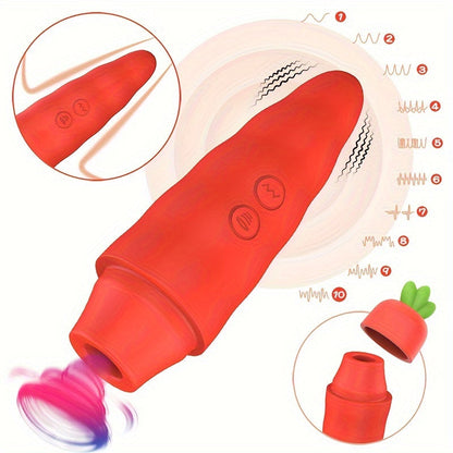 Fairykiss Carrot-Shaped Female Vibrator With 10 Vibration & Sucking Modes. Rechargeable Lithium Battery. Waterproof Silicone Clitoris And G-Spot Stimulator With Suction Cup For Hands-Free Play