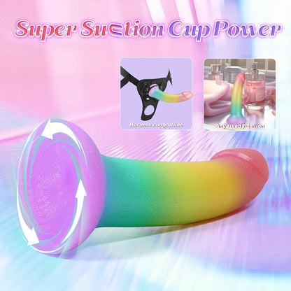 Liquid Silicone Soft Dildo. 7 Strap-On G-Spot Anal Suction Cup Dildos for Women's Pleasure. Pink Purple Fantasy Thin Women Adult Sex Toys Dildos for Beginners. Jelly Smooth Penis Female Sex Toy