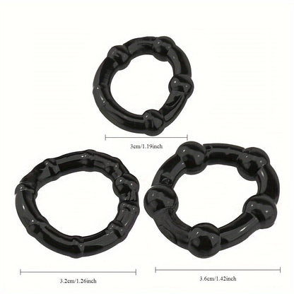 3 PCS Male Penis Cock Ring - Delay Ejaculation Scrotum Binding Ball Stretcher Penis. Enlargement Silicone Cock Ring Sex Toy For Men - Waterproof. Non-Killing Sperm. No Battery Required