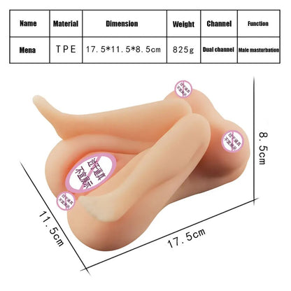 4D ตุ๊กตาใหญ่คู่ทางเดินจริงช่องคลอดชาย Masturbator พ็อกเก็ตหี Asshole Anal Oral ถ้วยผู้ใหญ่เซ็กซ์ทอยสำหรับชายครึ่งตุ๊กตายาง