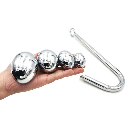 4-Size Stainless Steel Anal Balls Dilator Anal Hook Buttplugs Anus Stretcher Butt Plug Prostate Adult Game Sex Toys for Men Women