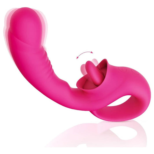 Clitoral G Spot Vibrator. Realistic Clitoral Stimulator for Women with 10 Licking & Vibrating Modes. Strapless Strap-On Dildo for Multiple Stimulation. Adult Sex Toys