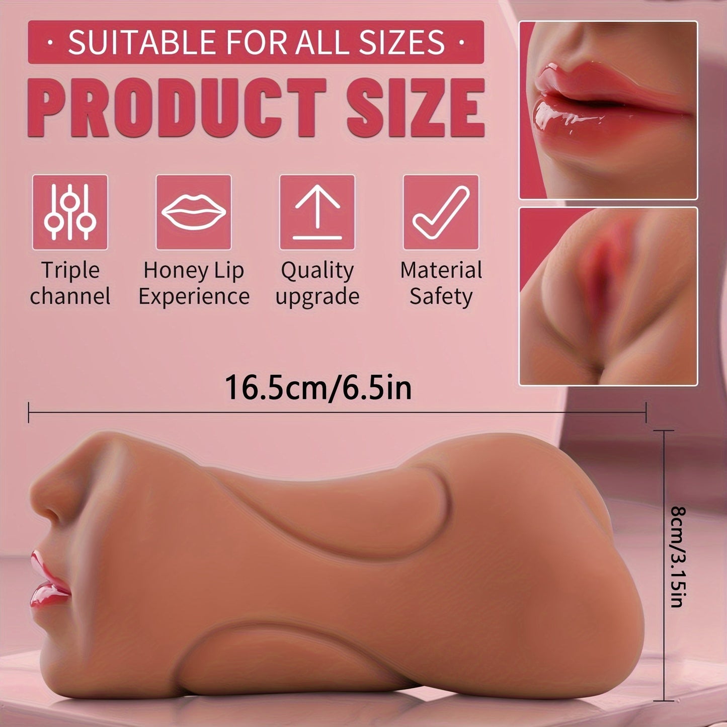 3-in-1 Realistic Male Masturbator - Oral, Vaginal & Anal Pocket Pussy Sex Toy for Men with 3D Textured Channels, Ultra-Soft TPE Material, Waterproof Adult Pleasure Accessory