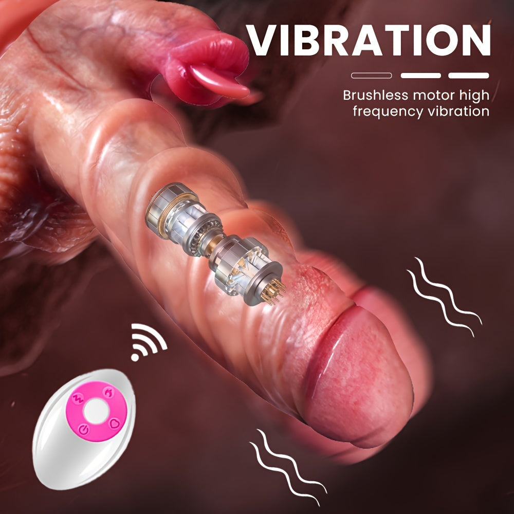 8 Inch Stretchable Vibration Sex Toy - 4-in-1 Realistic Female Anal Stimulator with 7 Stretching and 7 Vibration Modes. Wireless Remote Control. and Heating Functionality