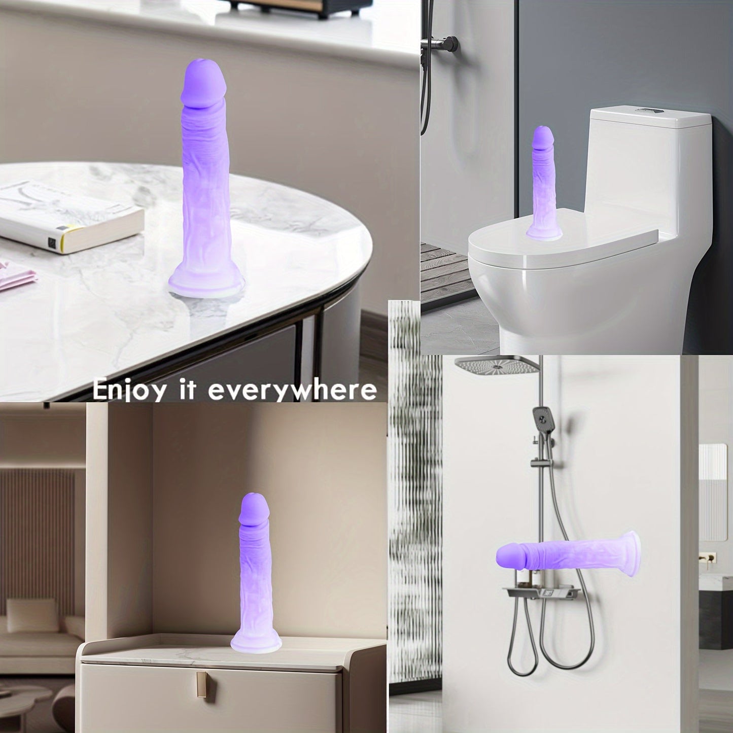 Dildo Waterproof Non-Latex Adult Sex Toy - Hands-Free Pleasure with Strong Grip for Play. Body-Safe Stimulation. Sustainable. No Power Required
