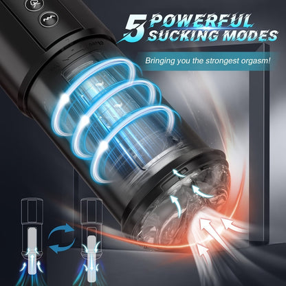 3 In 1 Automatic Male Masturbator Cup With Sucking & Vibrating & Thrusting Modes. Realistic Vagina Pocket Pussy Stroker With 3D Textured For Penis Stimulation. Adult Oral Sex Toys For Men Masturbation
