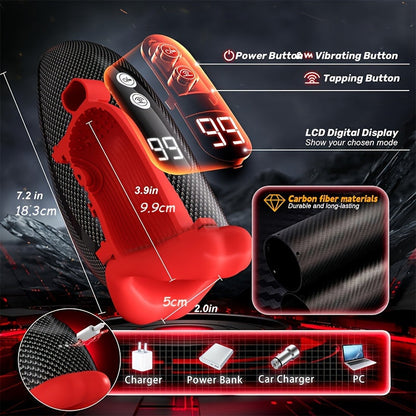 Male Sex Toys For Men Penis Vibrator - Male Masturbator Deep Throat-Mouth Men's Stroker 9 Tapping & Vibrating Penis Pump Trainer LCD 360° Wrapped Male Vibrator Adult Sex Toy