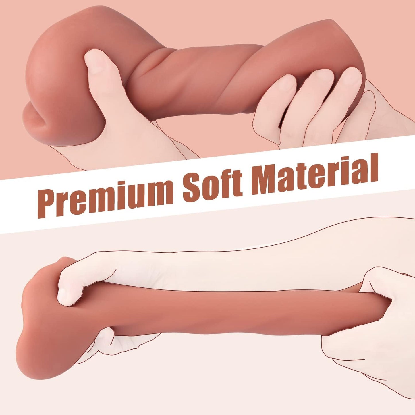 2-in-1 Male Masturbators with 3D Realistic Textured Pocket Pussy and Tight Anus Sex Stroker. Sex Toys. Adult Toy. Men's Blowjob Anal Play.