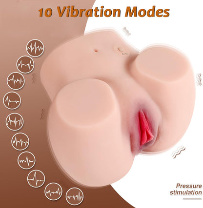 Vibrating Sex Doll Torso - 2Kg Pocket Pussy Ass Male Stroker Adult Realistic Sex Doll Hands Free Stroker Soft Butt Toy for Men with 10 Vibration Modes Sex Dolls Adult Toys for Men Vagina Anal Sex