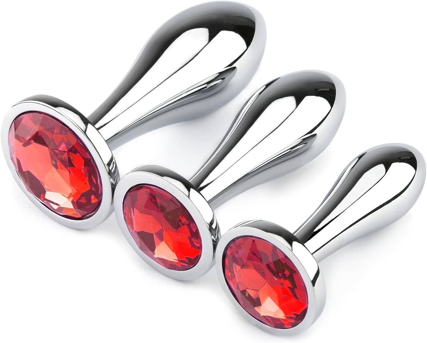Anal Butt Plug. 3 Pcs Set Metal Anal Butt Plug Sex Toy with Crystal Diamond Beginner Anal Toy for Adult Unisex (Pink)