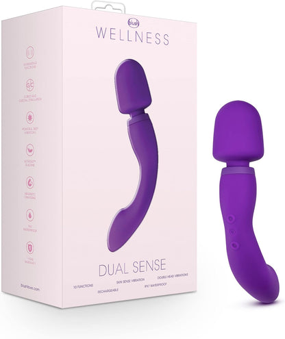 Blush Wellness Dual Sense - Innovative Touch-Sensitive Ultra Soft Silicone Massage Wand - Targets Sore Muscles - 10 Powerful Rumbly Vibration Functions On Both Ends of Massager - IPX7 Waterproof