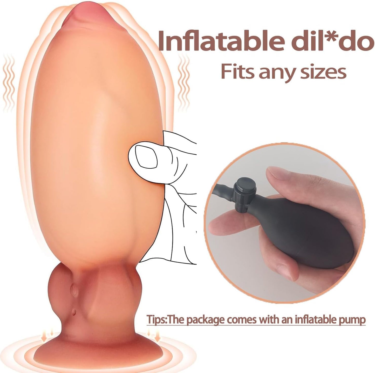 4.7'' to 8.3'' Anal Dildo Vibrator. Inflatable Dildo, Realistic Vibrating Dildo with Adjustable Thickness. Anal Toys, Anal Sex Toys. G-spot Stimulator, Prostate Massager. Remote Control Couples Sex Toy
