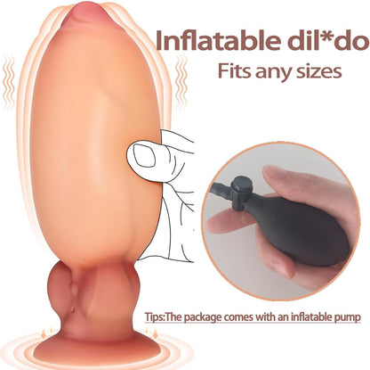 4.7'' to 8.3'' Anal Dildo Vibrator. Inflatable Dildo, Realistic Vibrating Dildo with Adjustable Thickness. Anal Toys, Anal Sex Toys. G-spot Stimulator, Prostate Massager. Remote Control Couples Sex Toy