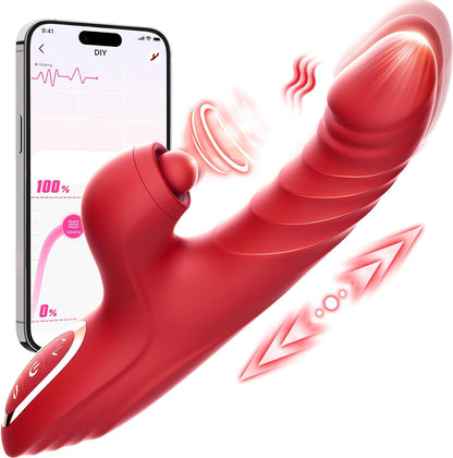 Vibrator Thrusting Dildo for Women Toendi G Spot Vibrator Clitoral Stimulator Sex Toys Dildos Vibrator with 10 Vibration 7 Thrust Mode with Licking. Rabbit Vibrators Adult Sex Toy for Women and Couple