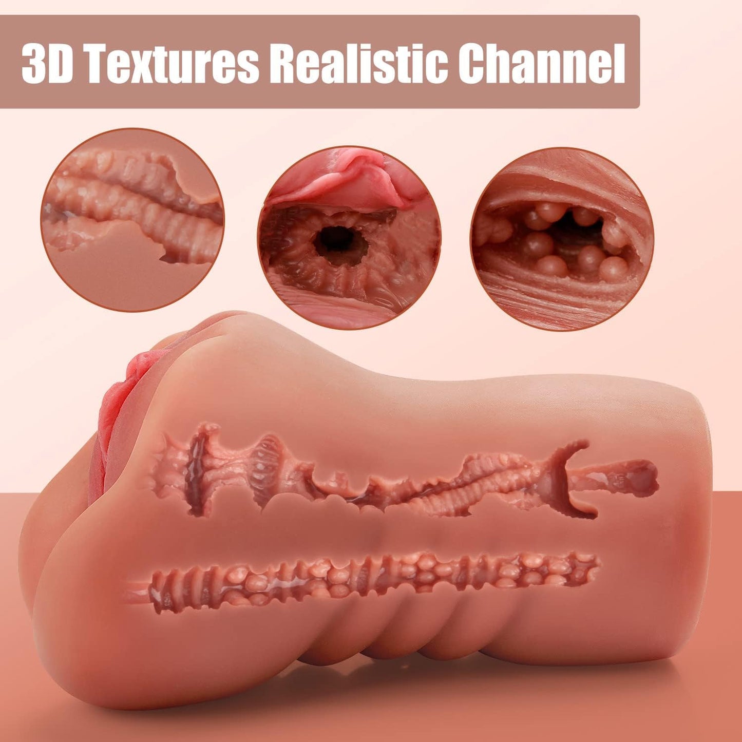 2-in-1 Male Masturbators with 3D Realistic Textured Pocket Pussy and Tight Anus Sex Stroker. Sex Toys. Adult Toy. Men's Blowjob Anal Play.