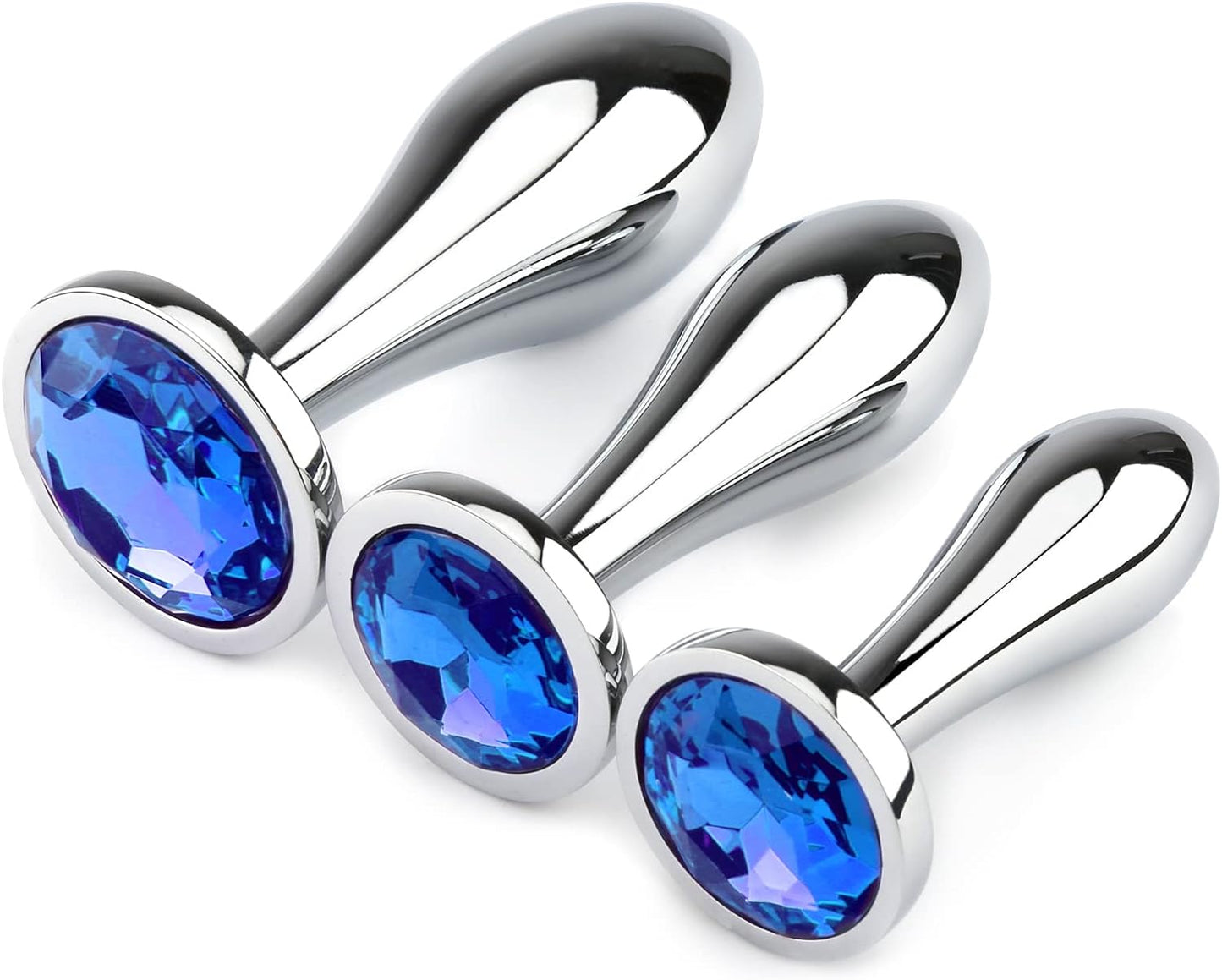Anal Butt Plug. 3 Pcs Set Metal Anal Butt Plug Sex Toy with Crystal Diamond Beginner Anal Toy for Adult Unisex (Pink)
