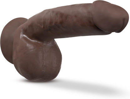 Dr. Skin Plus - 8 Inch Realistic Posable Dildo with Squeezable Balls - Suction Cup Base for Hands-Free Play and Harness Compatible - Triple Density and Flexible Sex Toy for Him, Her, Couples