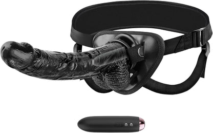 Strap-on Realistic Vibrating Dildo Wearable Harness with Bullet Vibrator. Detachable Silicone G-Spot Stimulator. Vagina Massager Female Masturbator Sex Toys for Women Lesbian Couple (Flesh)